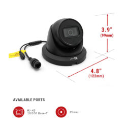2MP IP Indoor/Outdoor Small Size Starlight Eyeball Dome Fixed 2.8mm Lens (106 AOV) 164 ft IR POE.  Black