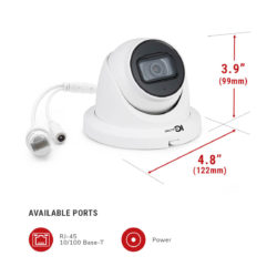 2MP IP Indoor/Outdoor Small Size Starlight Eyeball Dome Fixed 2.8mm Lens (106 AOV) 164 Ft IR POE. Made In South Korea (White)
